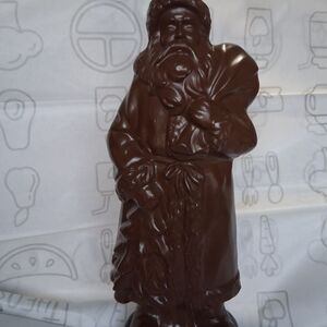 CHOCOLATE CERAMIC SANTA FIGURINE. 12 INCHES. VINTAGE.